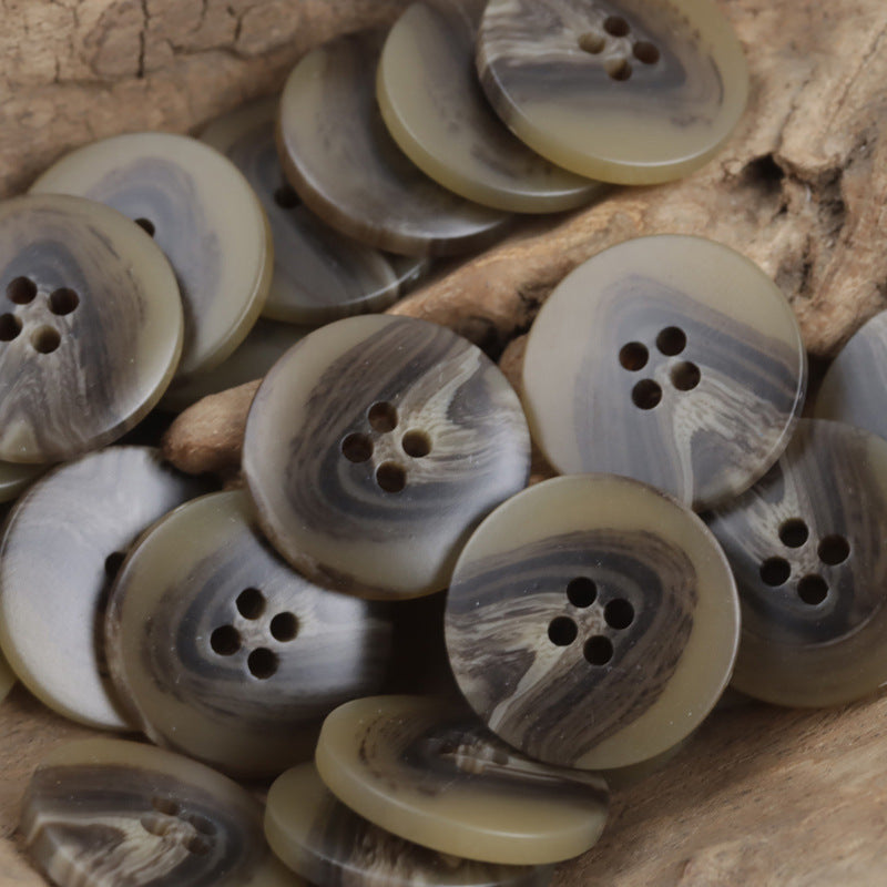 Khaki Brown V-Shaped Beach Pattern Resin Button for Casual Trousers 30pcs - Lots of Buttons