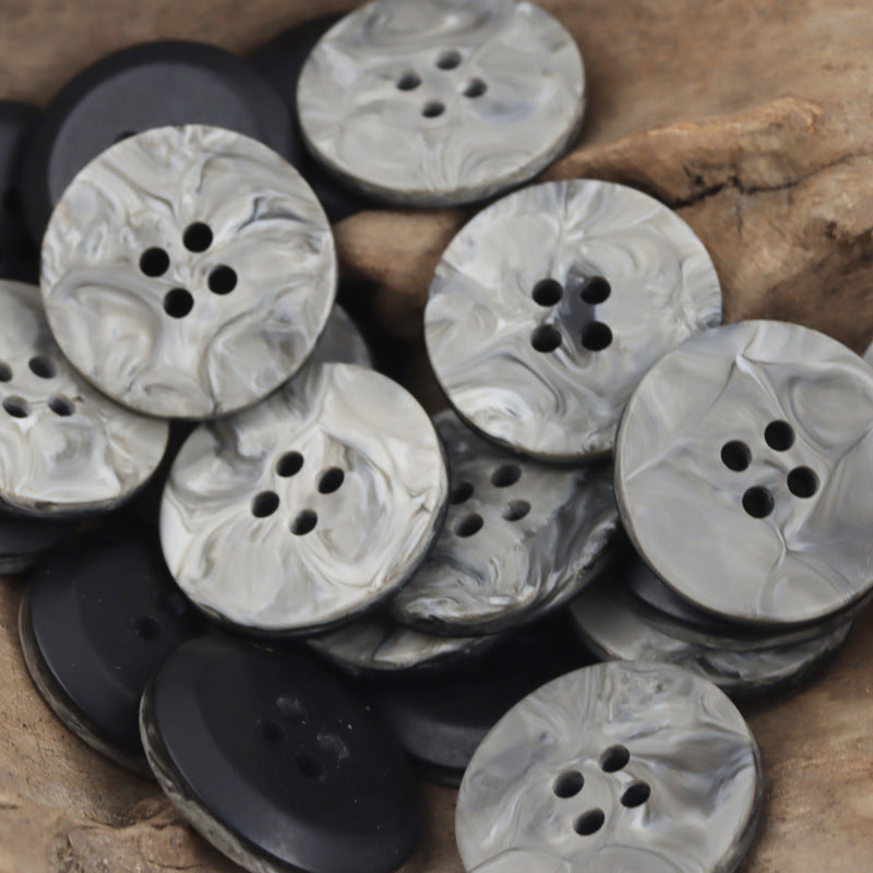 15-28mm Matte Beige Black Gray Marble Texture Resin Buttons 30pcs - Lots of Buttons