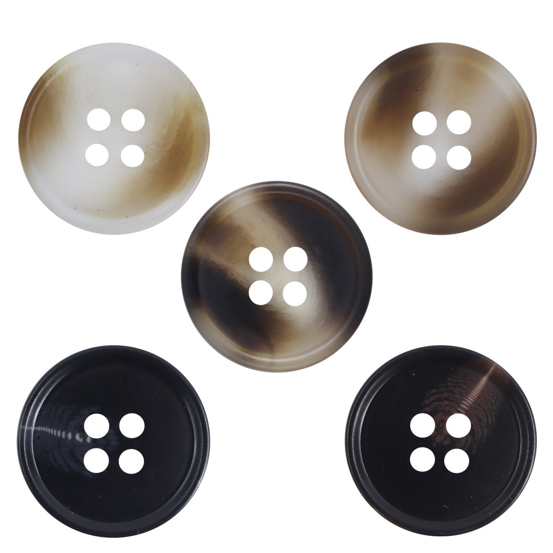 15-30mm Amber Four-Hole Resin Buttons for Casual Trousers 50 Pack - Lots of Buttons
