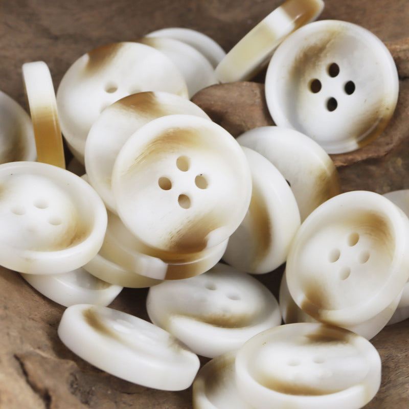 15-30mm Amber Four-Hole Resin Buttons for Casual Trousers 50 Pack - Lots of Buttons