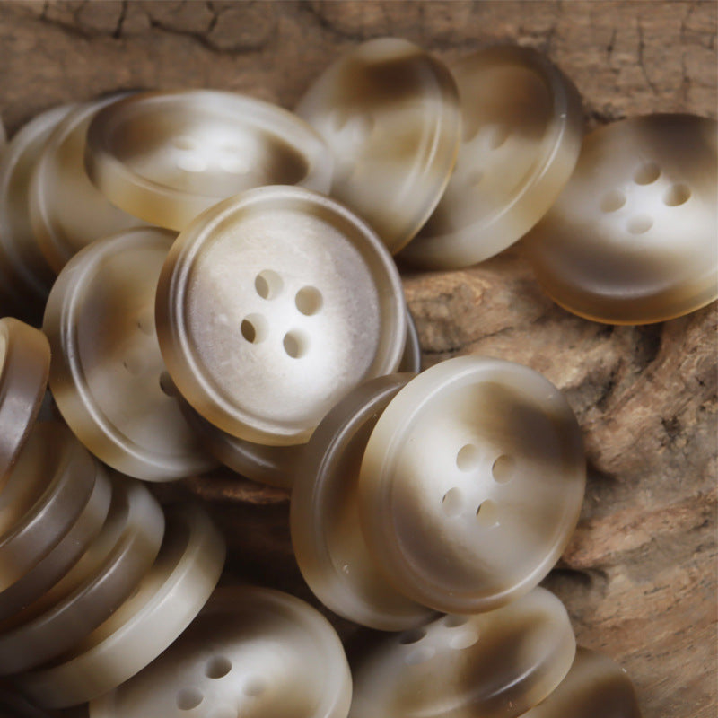 15-30mm Amber Four-Hole Resin Buttons for Casual Trousers 50 Pack - Lots of Buttons