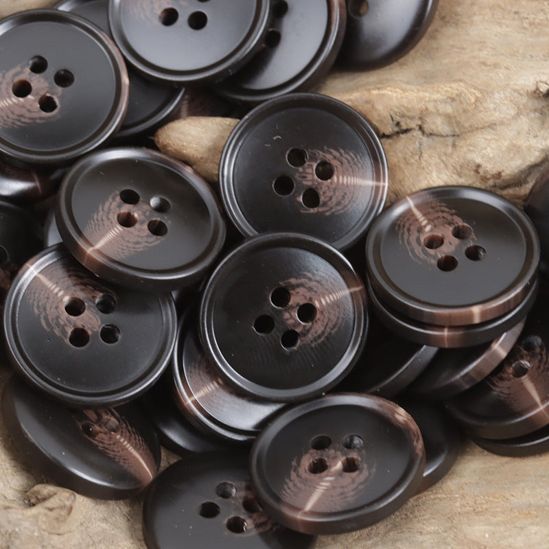 15-30mm Amber Four-Hole Resin Buttons for Casual Trousers 50 Pack - Lots of Buttons