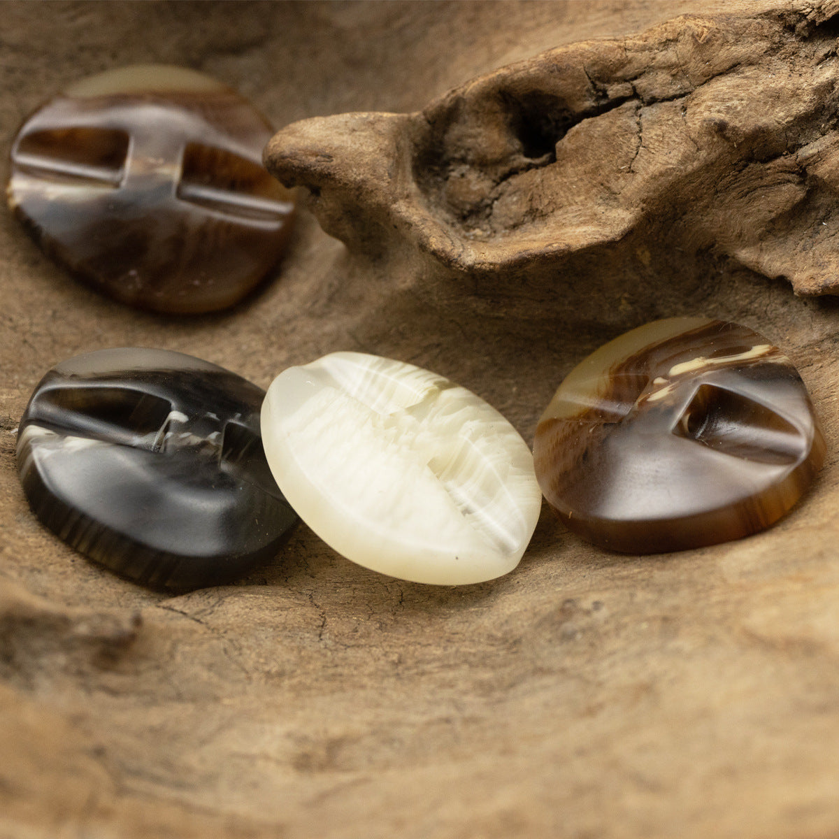 25-30mm Irregular Bowl-Shaped Coffee Resin Coat Buttons 50pcs - Lots of Buttons