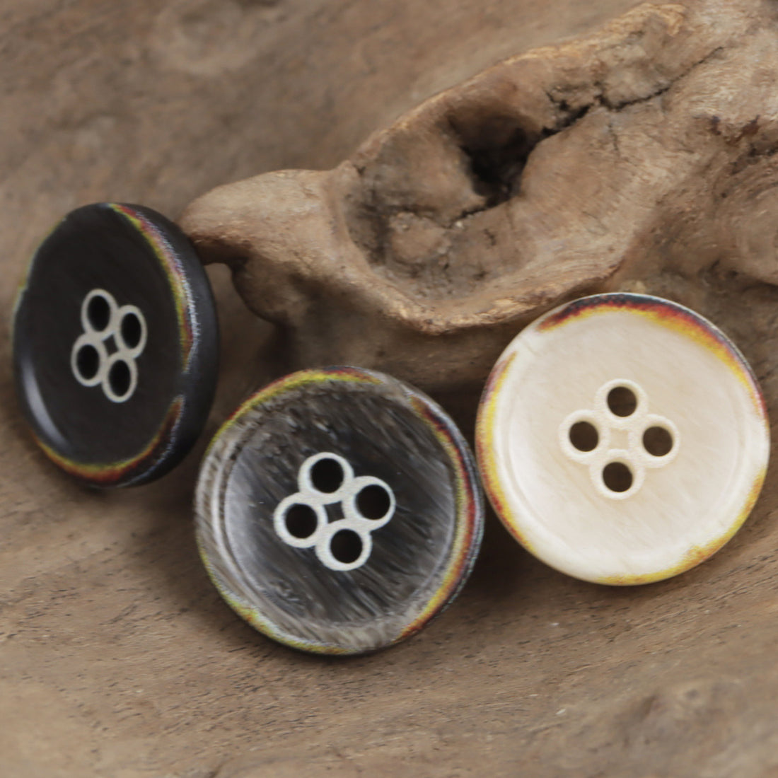 Round 4 Hole Vintage Burnt Imitation Bone Resin Buttons,20pcs - Lots of Buttons