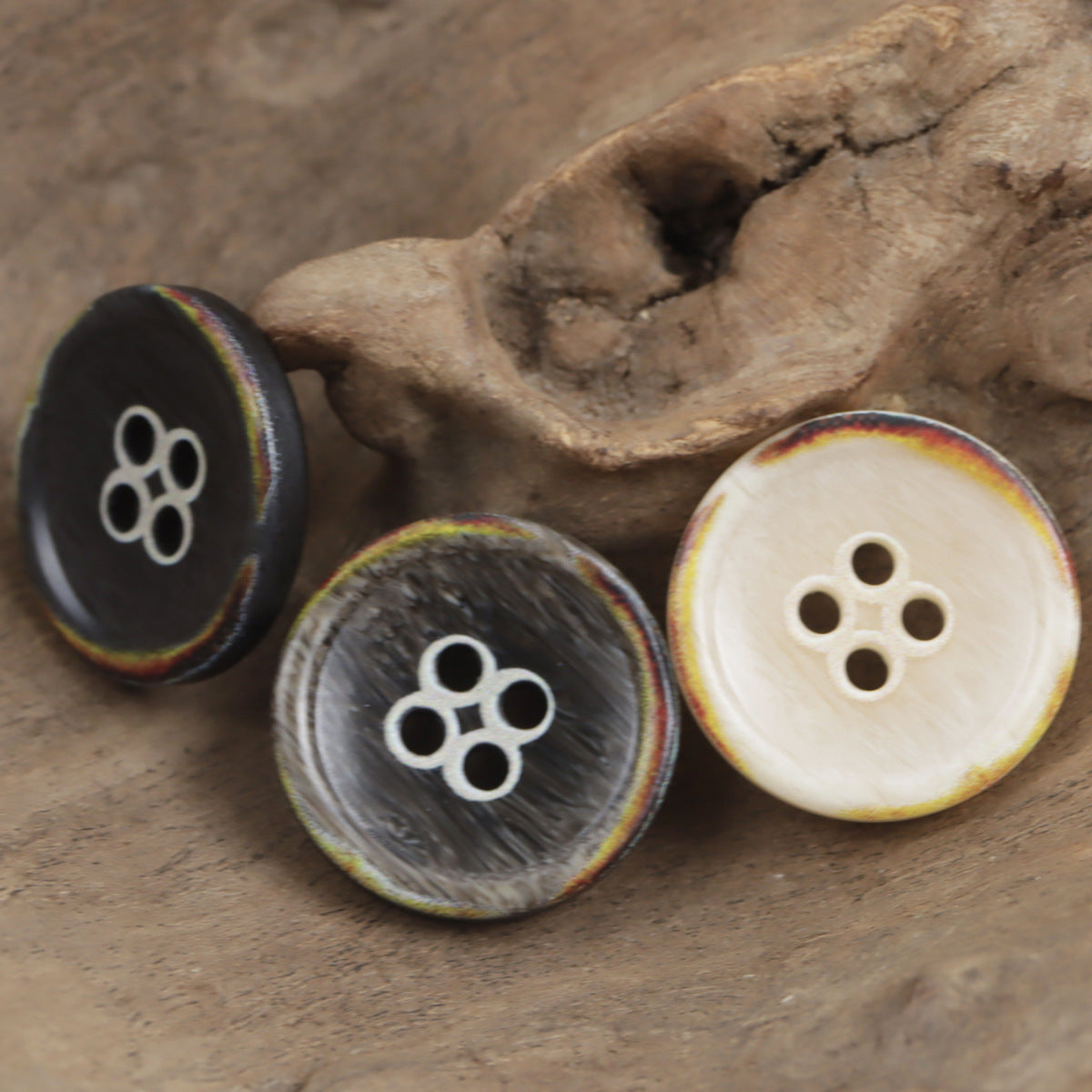 Round 4 Hole Vintage Burnt Imitation Bone Resin Buttons,20pcs - Lots of Buttons