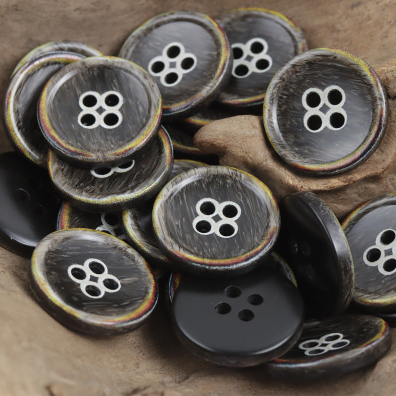 Round 4 Hole Vintage Burnt Imitation Bone Resin Buttons,20pcs - Lots of Buttons