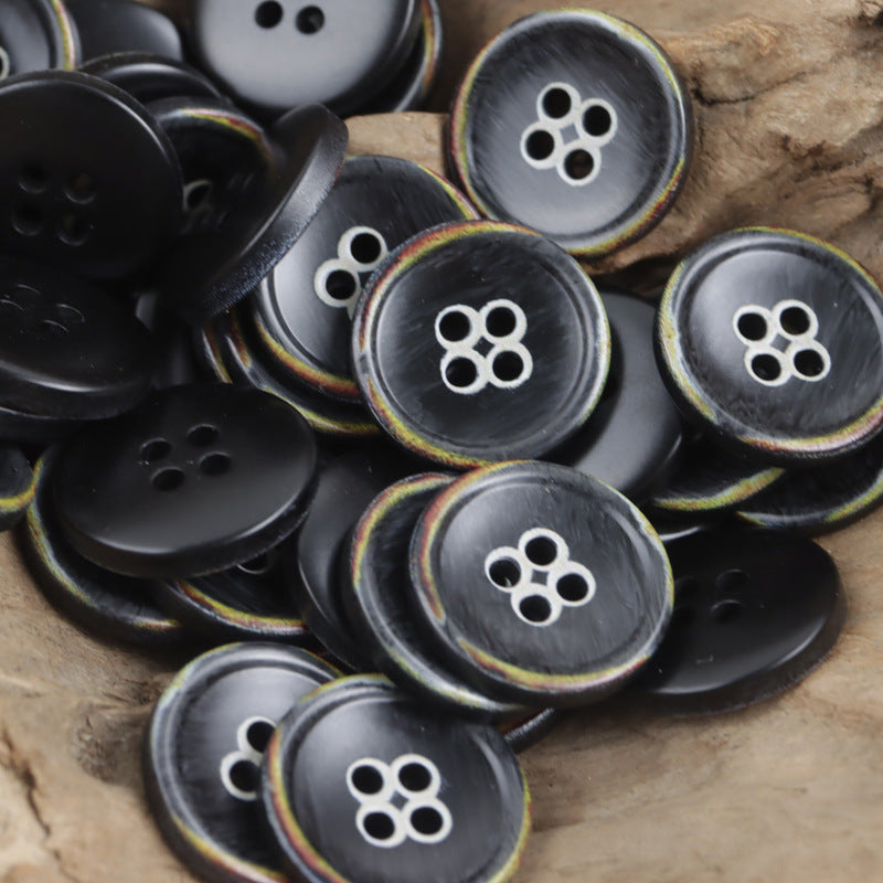 Round 4 Hole Vintage Burnt Imitation Bone Resin Buttons,20pcs - Lots of Buttons