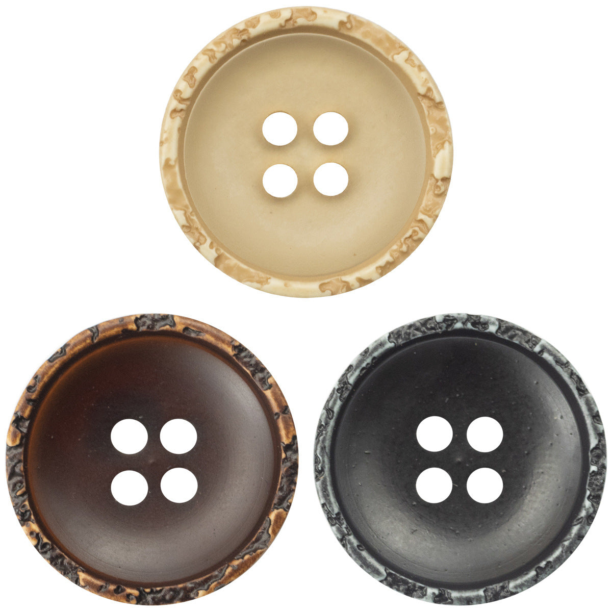 Round Translucent Washed Rock Edge Resin Buttons,20pcs 