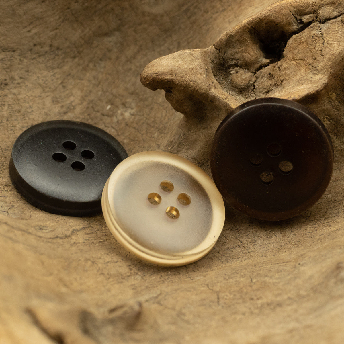 Round Translucent Washed Rock Edge Resin Buttons,20pcs 