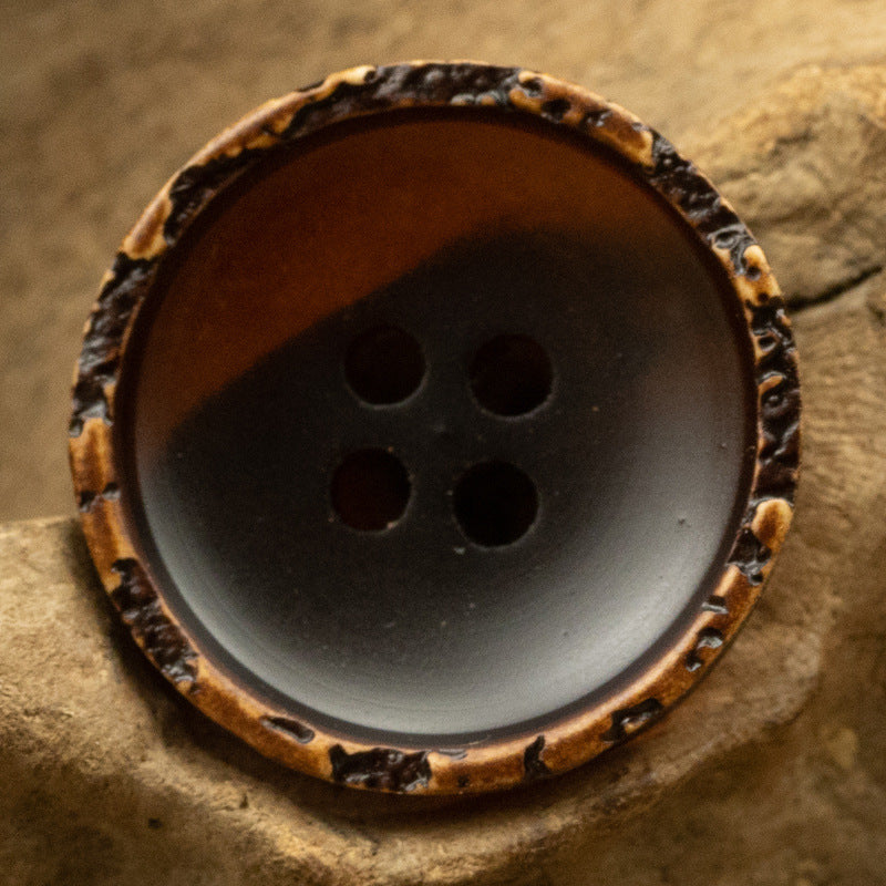 Round Translucent Washed Rock Edge Resin Buttons,20pcs 