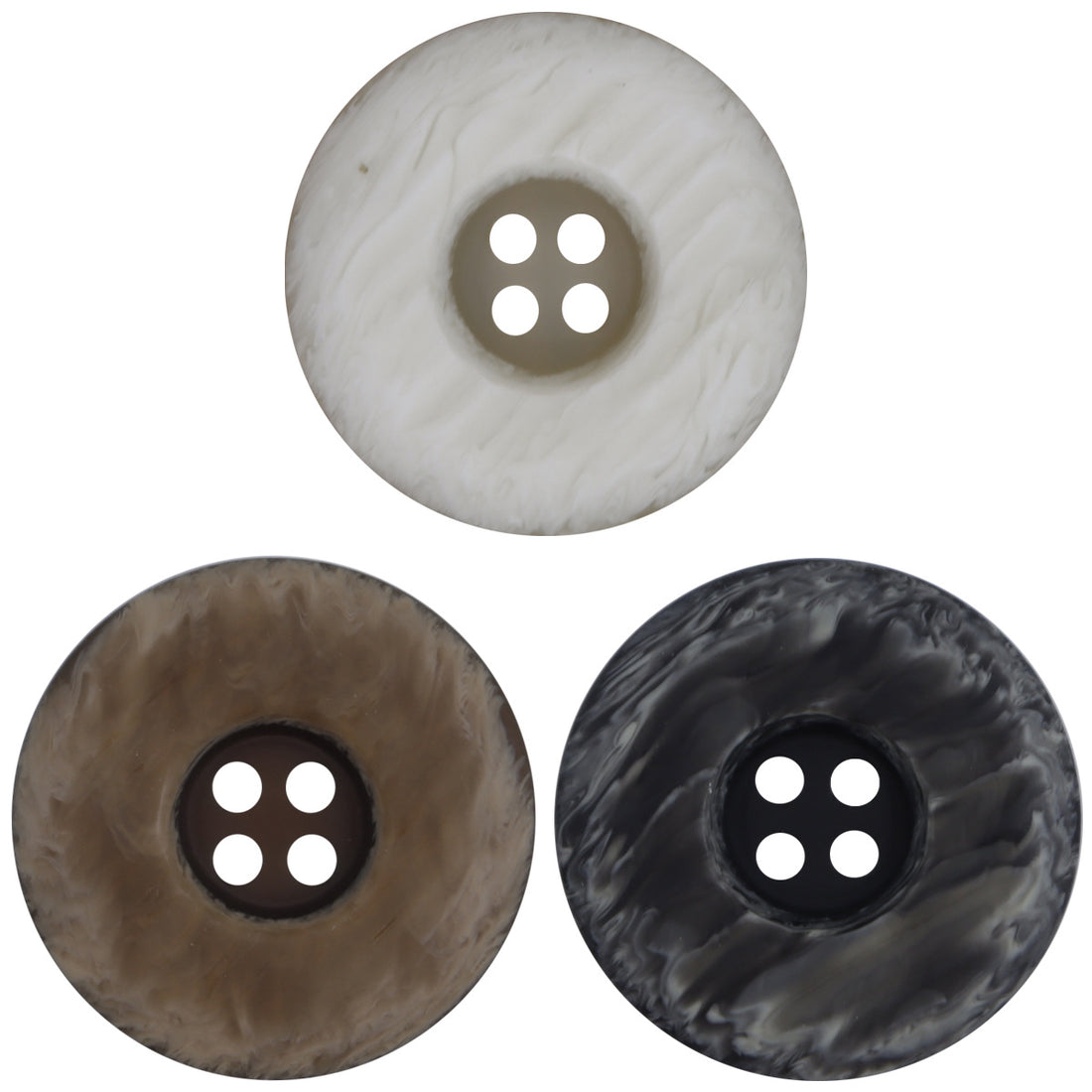 Wide-Brim Two-Tone Resin Buttons for Women's Outerwear 30pcs - Lots of Buttons
