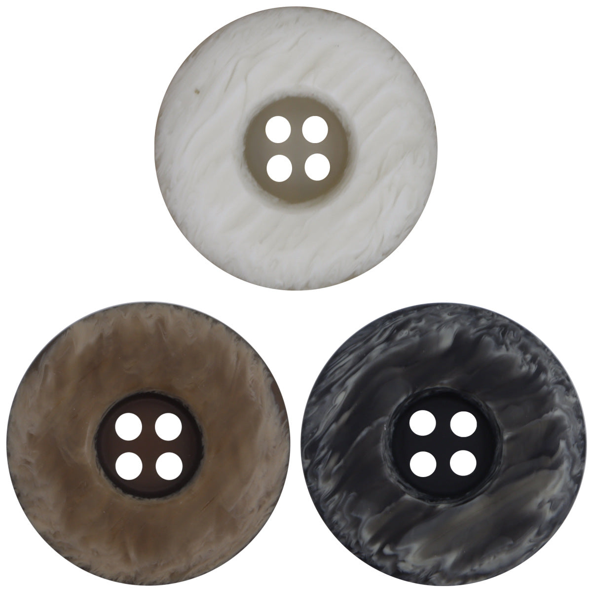 Wide-Brim Two-Tone Resin Buttons for Women's Outerwear 30pcs - Lots of Buttons