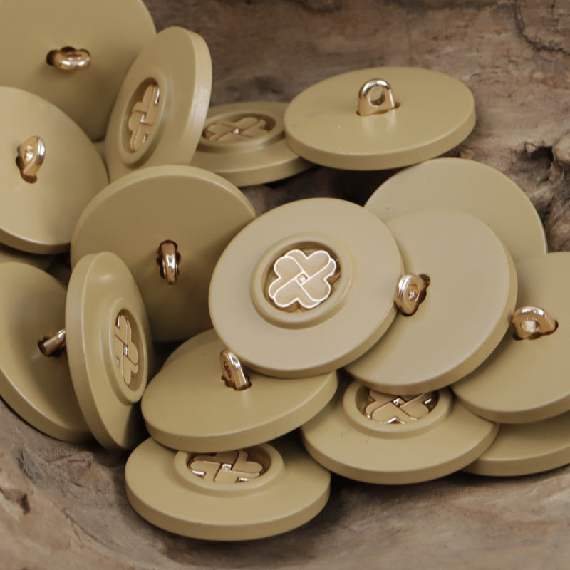 White Khaki Black Small Flower Resin Buttons with Metal Shanks 10pcs - Lots of Buttons