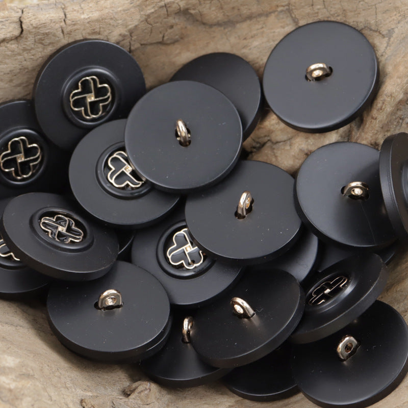 White Khaki Black Small Flower Resin Buttons with Metal Shanks 10pcs - Lots of Buttons