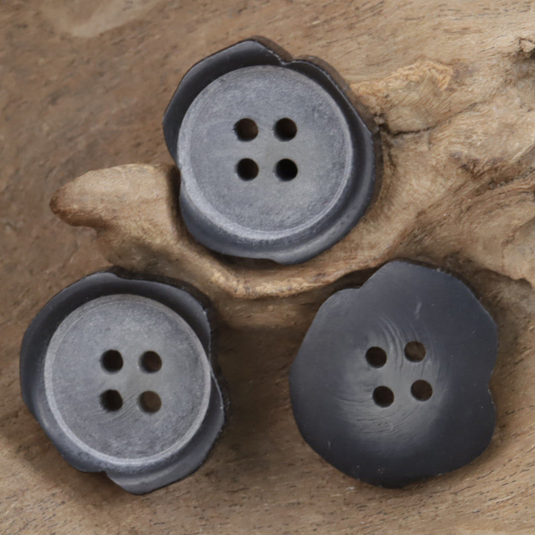 Irregular Chipped Matte Black Four-Hole Resin Buttons 20PCS - Lots of Buttons