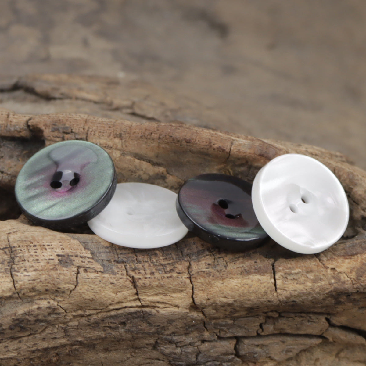 11.5mm Round 2 Hole White Black Resin Buttons,100pcs 