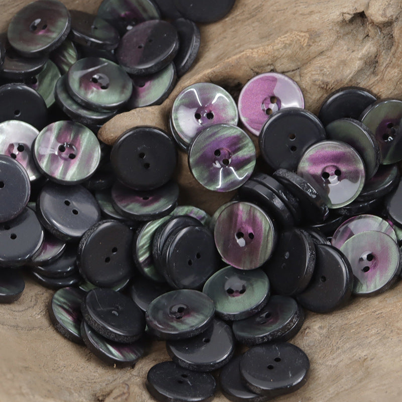 11.5mm Round 2 Hole White Black Resin Buttons,100pcs 