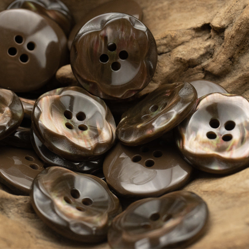 25mm Dazzling Color Flower Resin Buttons for Woolen Coats - 10pcs - Lots of Buttons