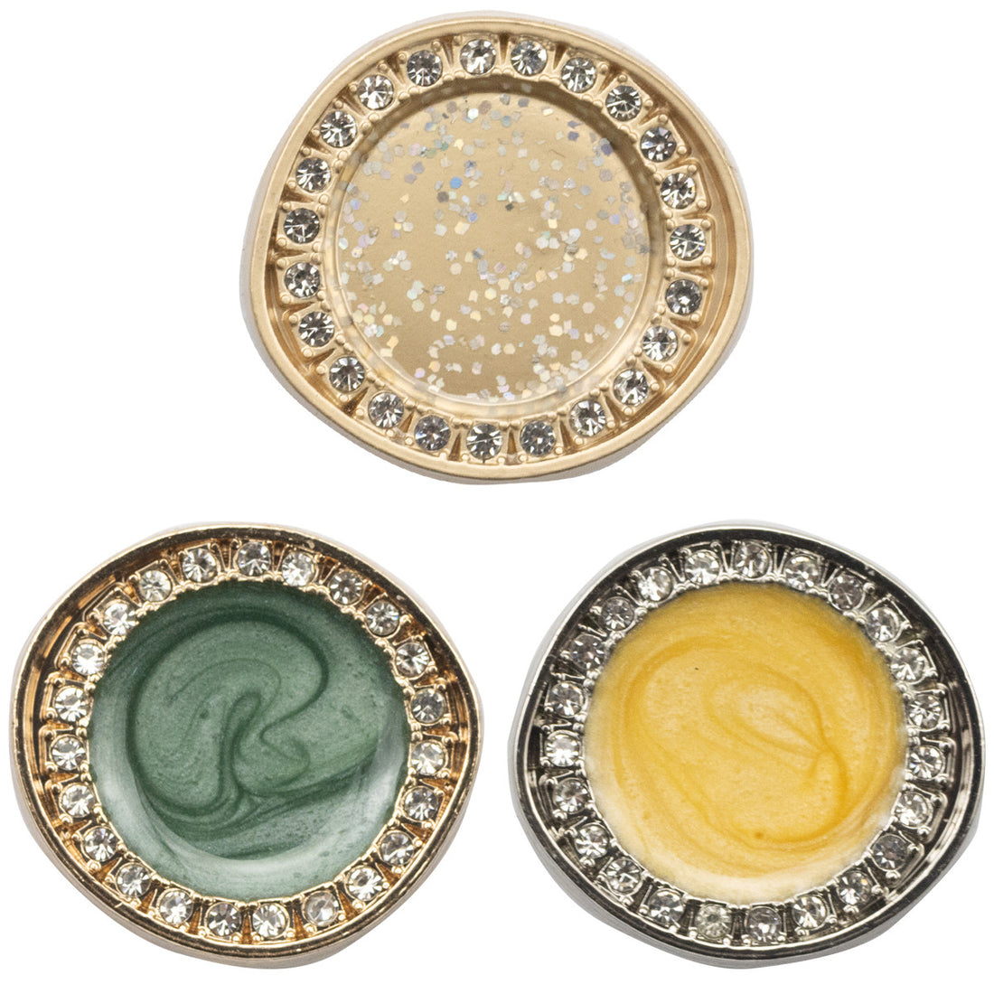 Irregular Oval Metal Fashion Buttons with Rhinestones 10pcs - Lots of Buttons