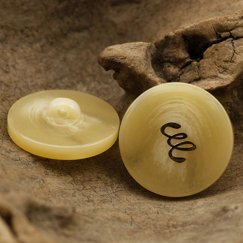 Khaki Yellow/Black-Brown Resin Buttons for Luxury Trousers 10pcs - Lots of Buttons
