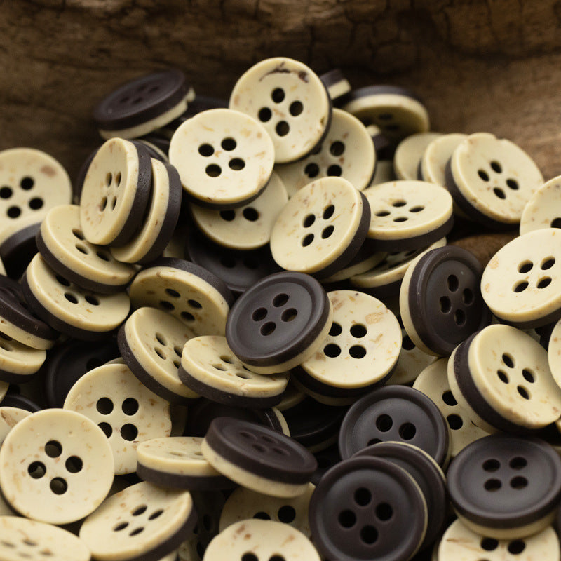11.5mm Bowl-Shaped Imitation Wood Grain Resin Buttons 40 Pack