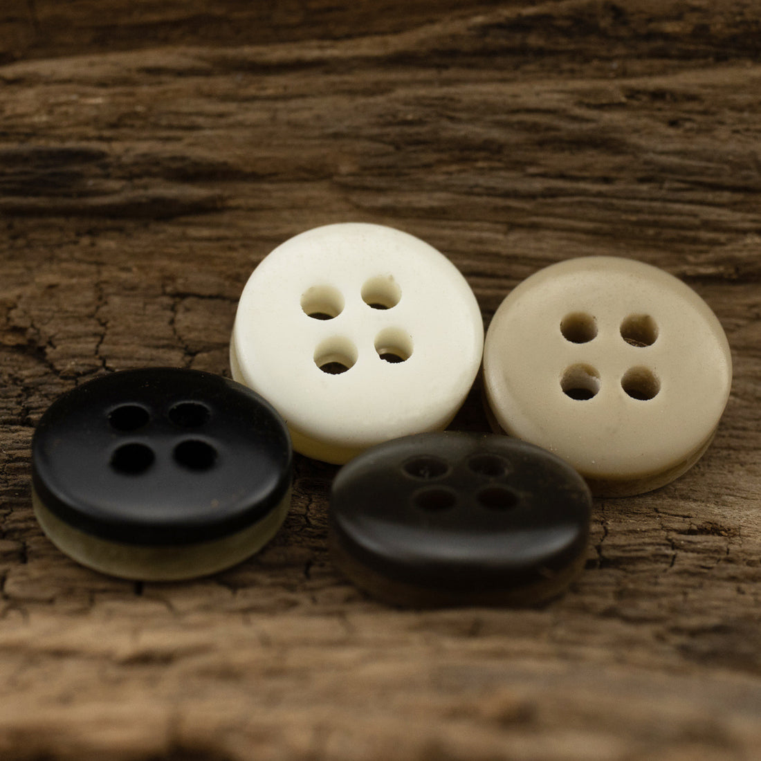 10-11.5MM Dark Khaki Black Textured Resin Shirt Buttons 40 Pack - Lots of Buttons