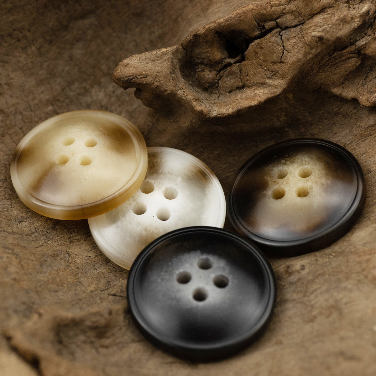 15-25mm Off-White and Khaki Resin Buttons for Woolen Coats 40 Pack - Lots of Buttons