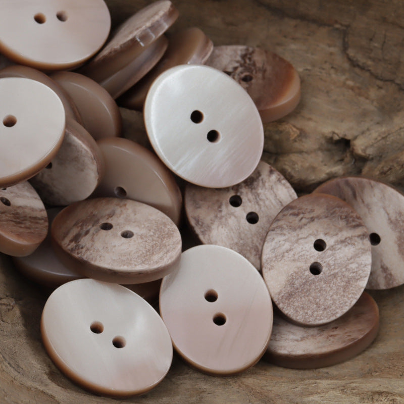 Oval 2 Holes Elegant Gradient Marble Texture Resin Buttons 20pcs - Lots of Buttons