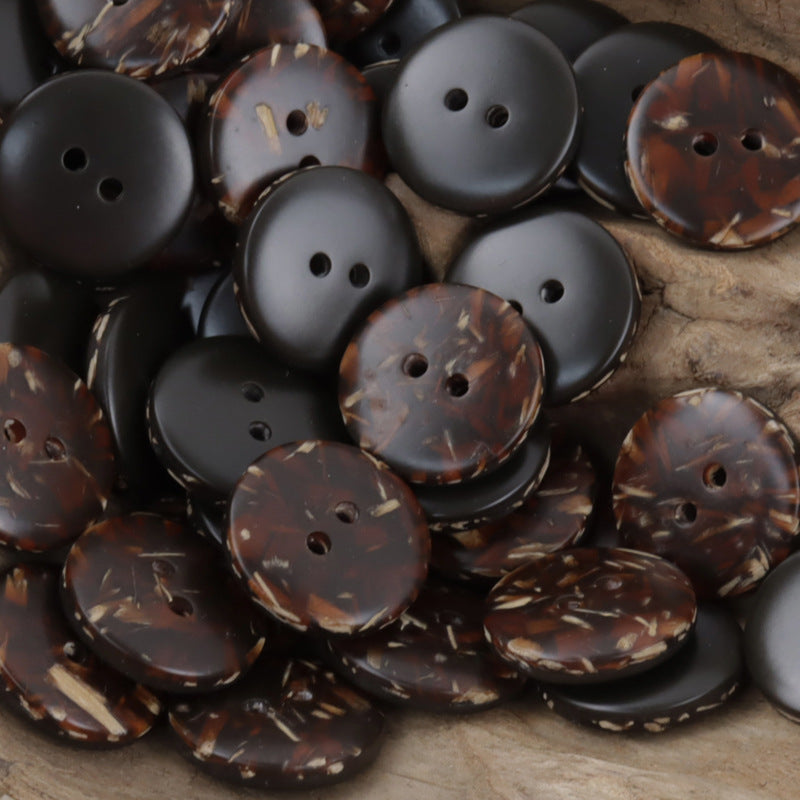 Amber Bicolor Circular 2-Hole Resin Buttons 40pcs - Lots of Buttons