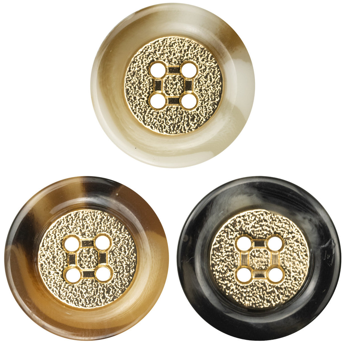Golden Metal Rimmed Round Resin Buttons for Knitwear 10pcs - Lots of Buttons