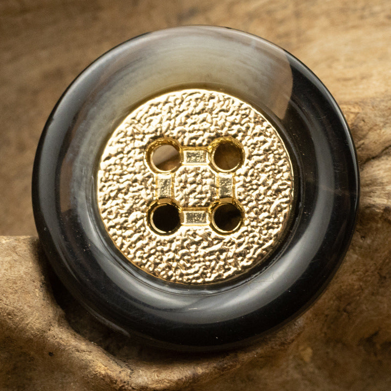 Golden Metal Rimmed Round Resin Buttons for Knitwear 10pcs - Lots of Buttons