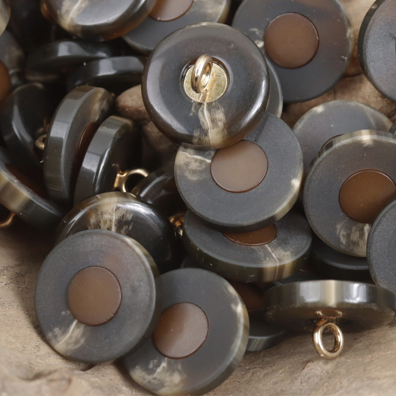 15-25mm Frosted Beige Brown Luxurious Resin Buttons 10pcs - Lots of Buttons