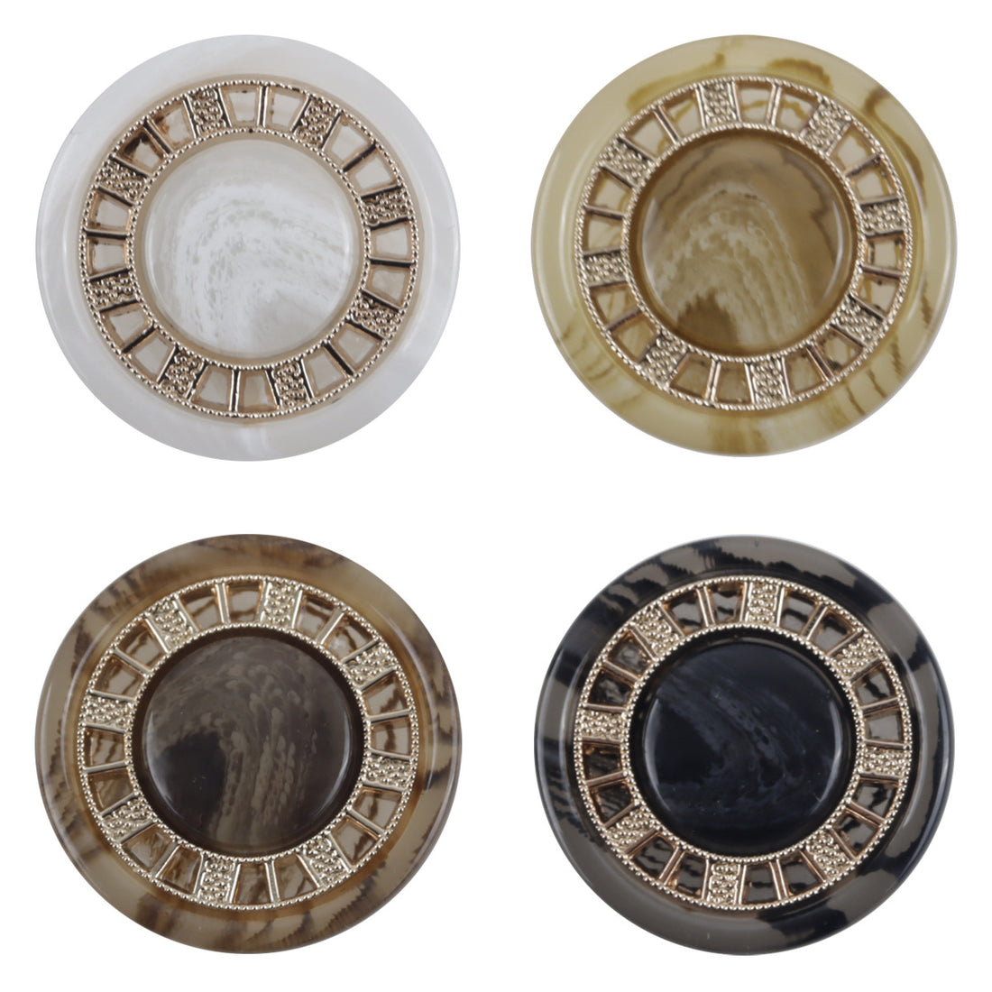 Luxurious Antique Gold Tone Chessboard Pattern Resin Buttons 10pcs - Lots of Buttons