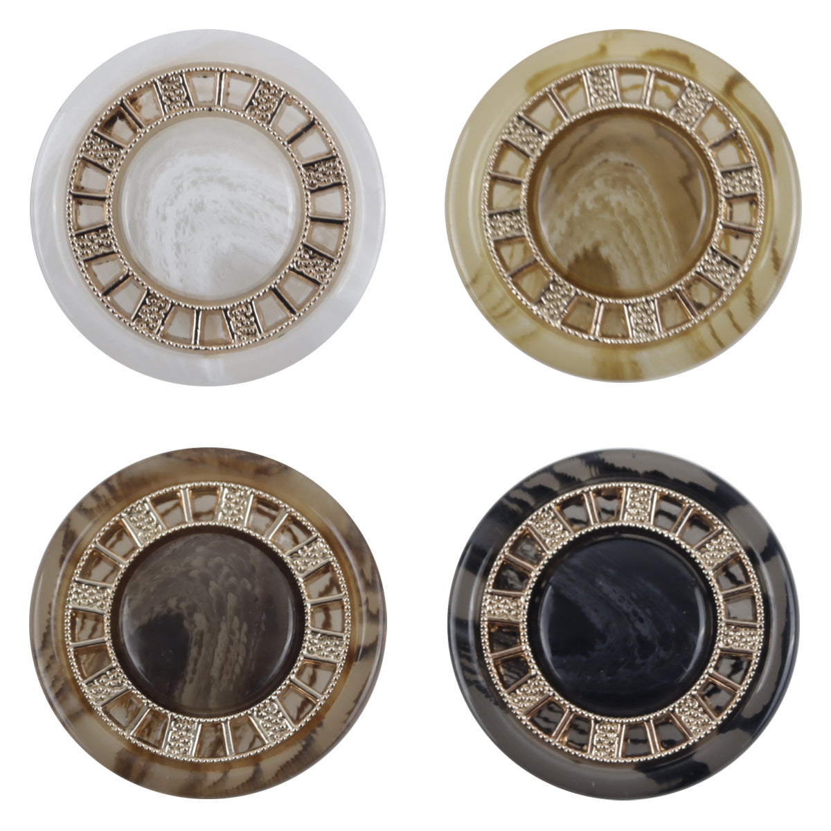 Luxurious Antique Gold Tone Chessboard Pattern Resin Buttons 10pcs - Lots of Buttons