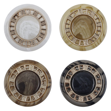 Luxurious Antique Gold Tone Chessboard Pattern Resin Buttons 10pcs - Lots of Buttons