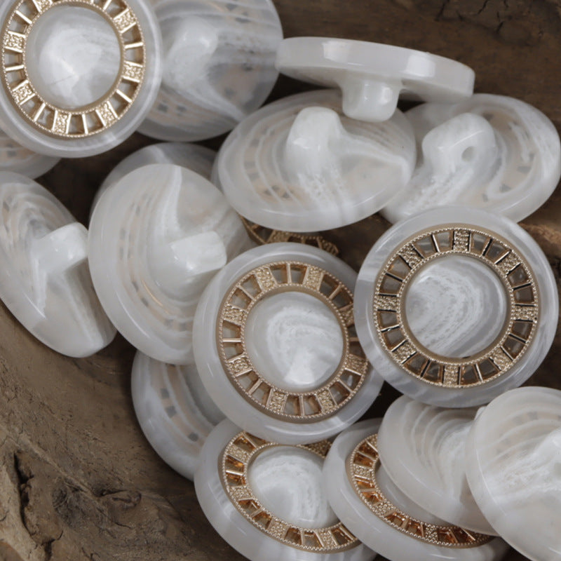 Luxurious Antique Gold Tone Chessboard Pattern Resin Buttons 10pcs - Lots of Buttons