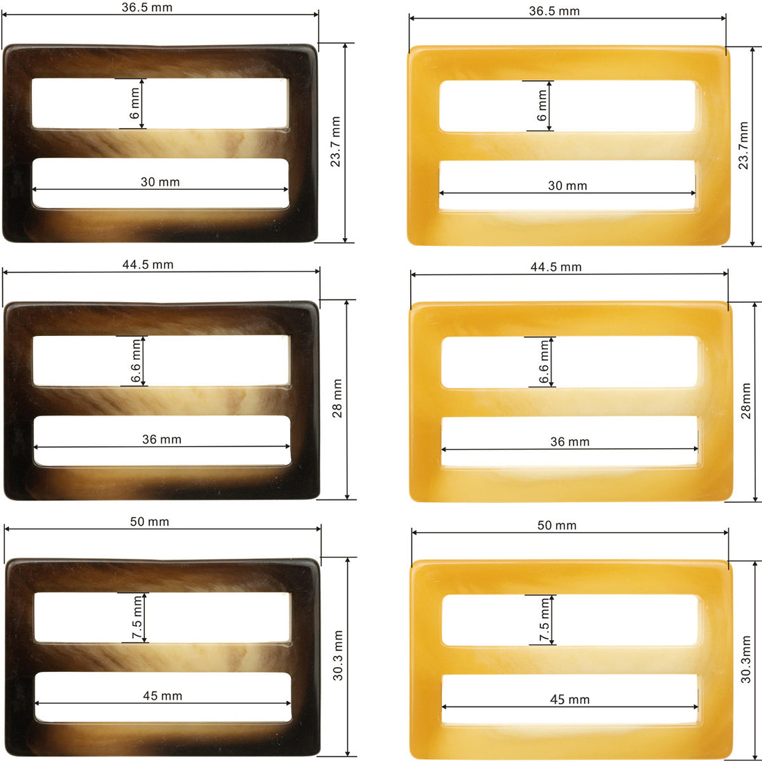 Resin Rectangular Buckle for Adjusting Waist of Coat 10pcs - Lots of Buttons