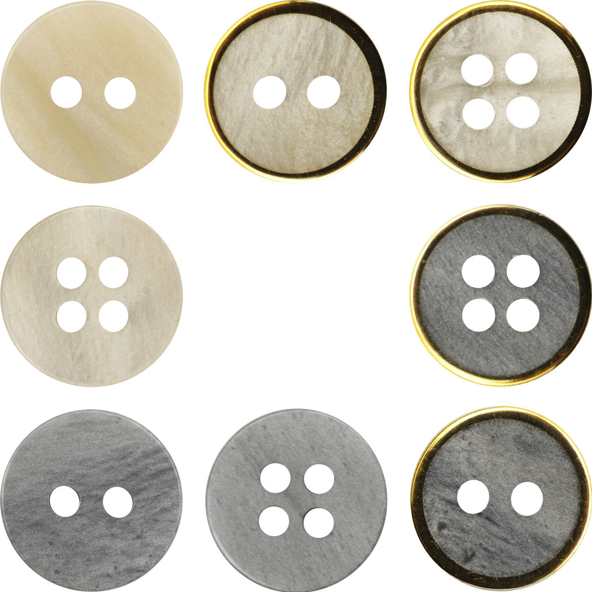 11.5mm Wood Grain Gray Beige Resin Buttons with Gold Rim 48 Pack - Lots of Buttons