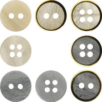 11.5mm Wood Grain Gray Beige Resin Buttons with Gold Rim 48 Pack - Lots of Buttons