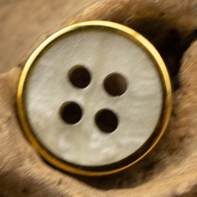 11.5mm Wood Grain Gray Beige Resin Buttons with Gold Rim 48 Pack - Lots of Buttons