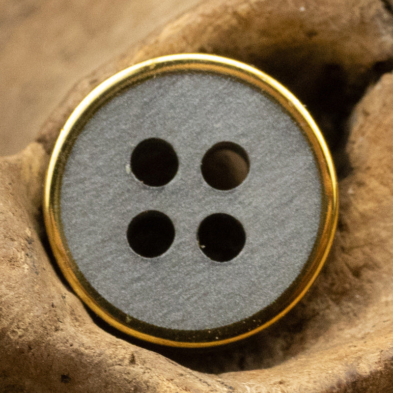11.5mm Wood Grain Gray Beige Resin Buttons with Gold Rim 48 Pack - Lots of Buttons