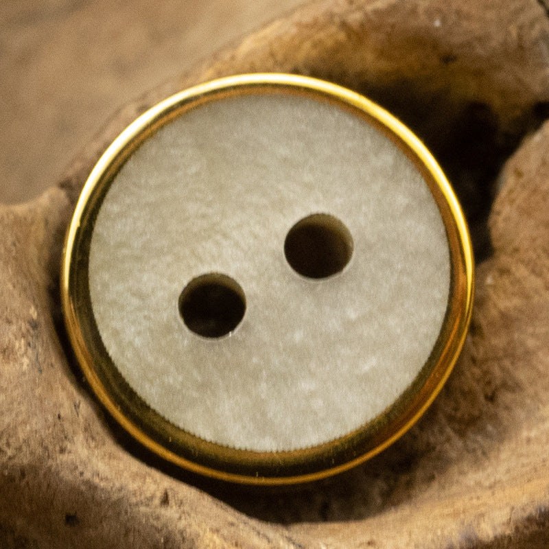 11.5mm Wood Grain Gray Beige Resin Buttons with Gold Rim 48 Pack - Lots of Buttons