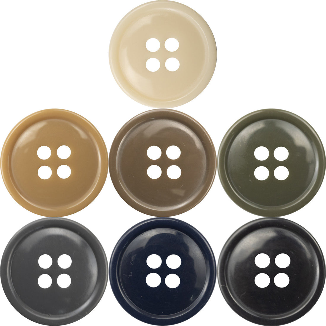 7-Color Round Four-Hole Resin Handsewn Button Set of 70 - Lots of Buttons