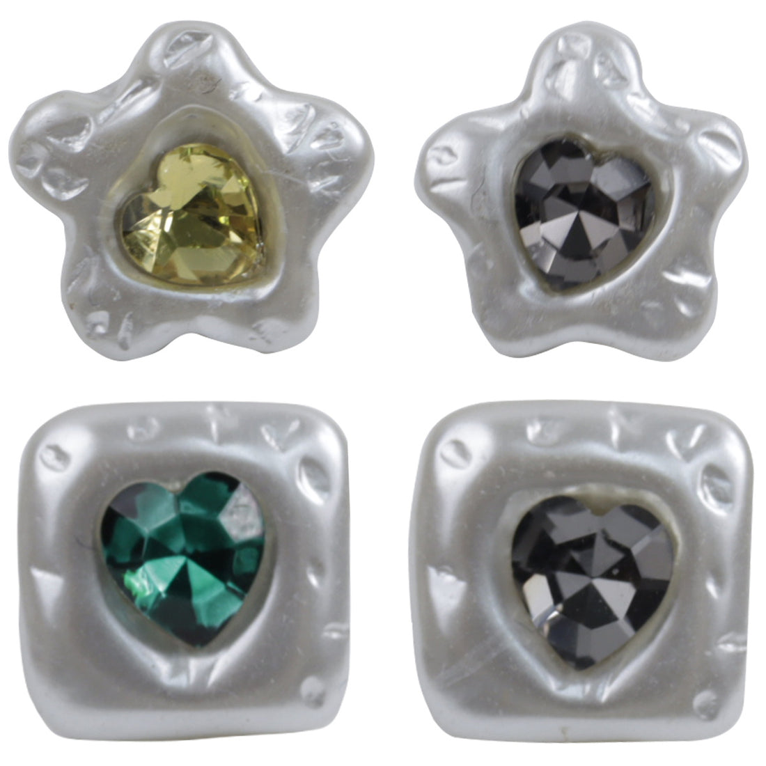 12mm Jade Green Ocean Heart Resin Button with Metal Shank 10pcs - Lots of Buttons