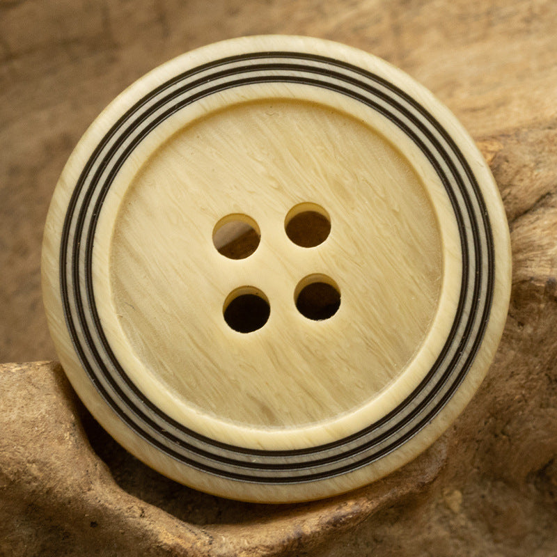Khaki Yellow Wood Grain Buttons with 3 Circular Track 30 Pack
