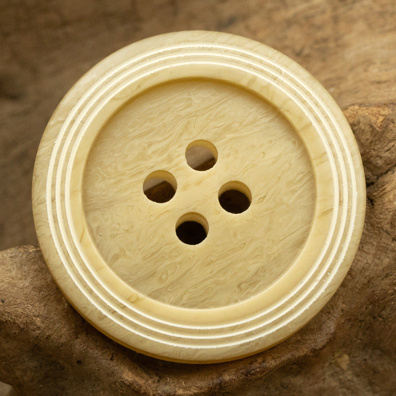 Khaki Yellow Wood Grain Buttons with 3 Circular Track 30 Pack