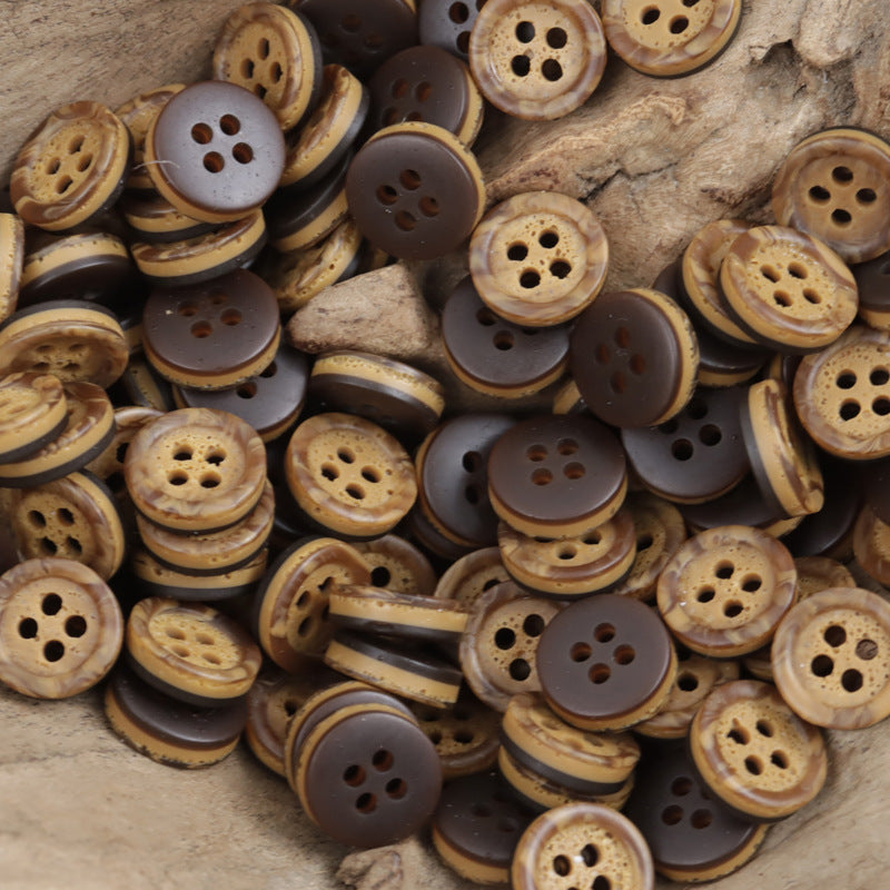 Two-Tone Pebble Pattern Resin Buttons for Hawaiian Beach Shirts 50 Pack - Lots of Buttons