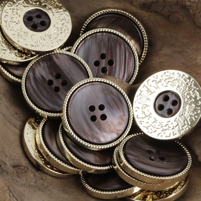 Double-Sided Alloy Resin Two-Tone Buttons for High-End Suit 10pcs - Lots of Buttons
