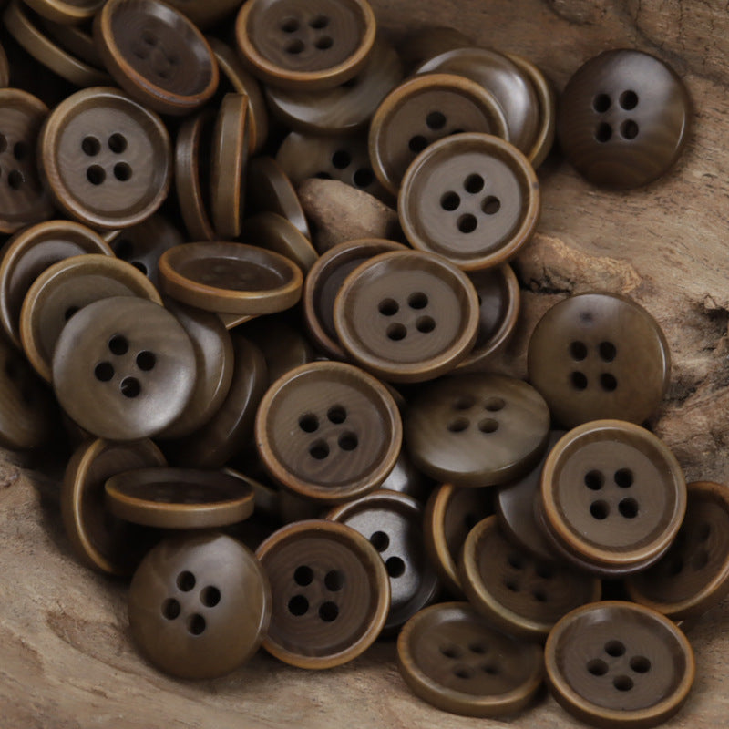 15mm Burnt-Edge Four-Hole Natural Fruit Buttons for Linen Dresses 10PCS - Lots of Buttons