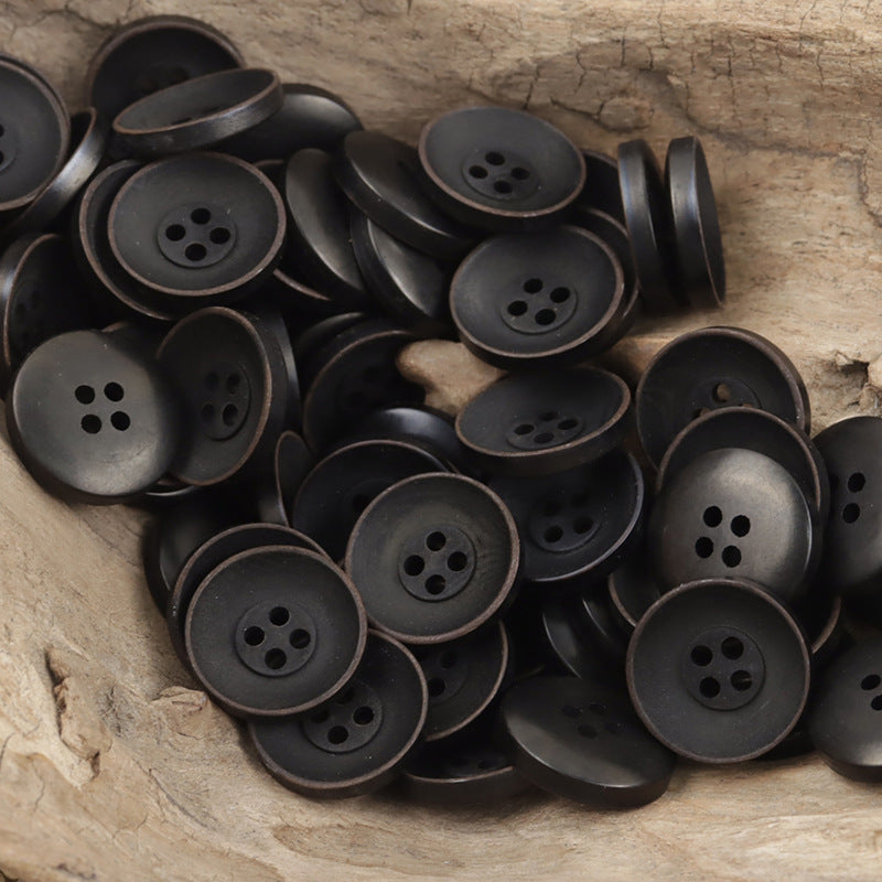 Vintage Round Matte Black Tagua Nut Buttons,10pcs - Lots of Buttons
